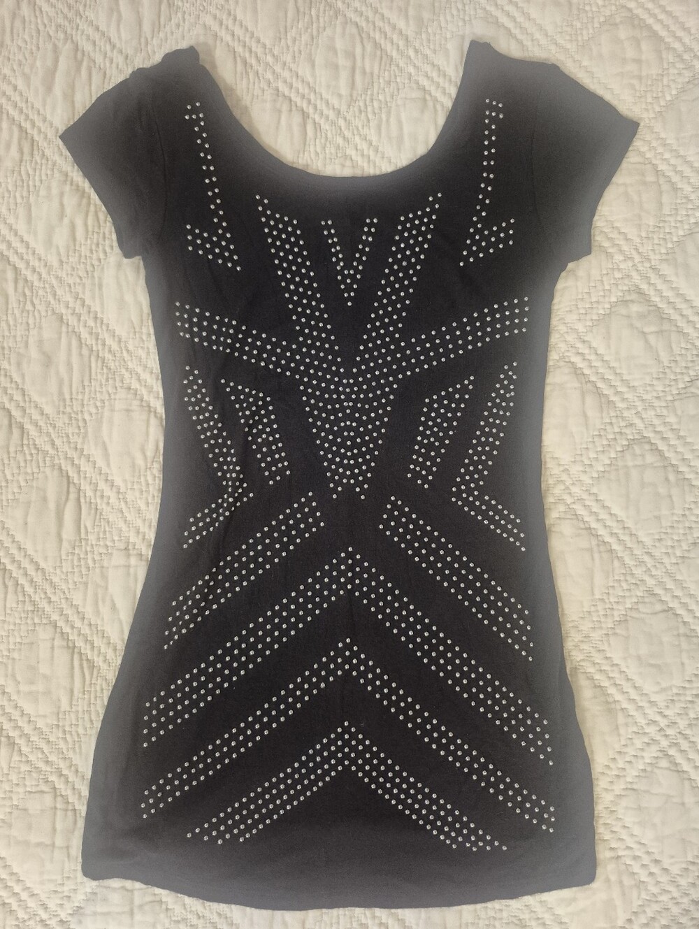 Rock & Republic Black Silver Studded Y2K Top S NWOT